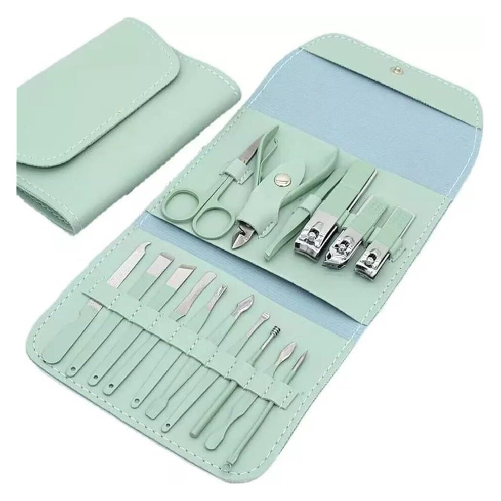 Professional Manicure Set 16 Pieces with Precision Nail Clippers Kit for Fingernails and Toenails