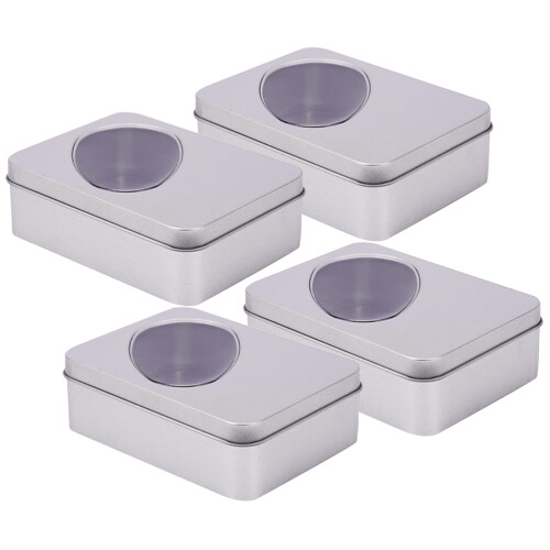 2Pcs Gift Storage Tins With Clear Window For Candy And Biscuits