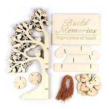 Miayilima Wooden Wishing Tree Guest Book with 100 Hearts, Wedding & Birthday Party Decor, DIY Gift, White