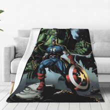 Niedliche Captain America Anime-Decke, passend zu Marvel, weicher, leichter und kuscheliger Flanell für Kinder, Bett- und Sofadekoration, für alle
