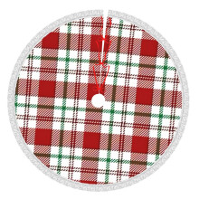 Weihnachtskarierte Weihnachtsbaumdecke, 122 cm (48 Zoll), Winterliche Weihnachtsbaummatte, Weihnachtsbaumdecke für rustikale Weihnachtsdekorationen