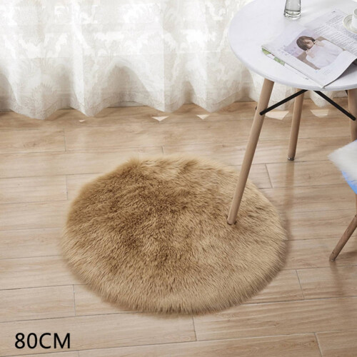 Tapete redondo de pele sintética de 80 cm (31,5 polegadas), macio e antiderrapante, ideal para quarto infantil, quarto de dormir e sala de estar -