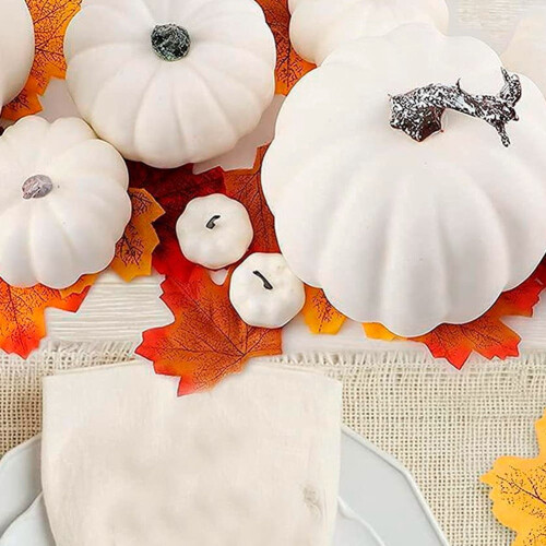 Λευκή τεχνητή κολοκύθα διακόσμησης για το Halloween, αφρώδης κολοκύθα, επιτραπέζια 1