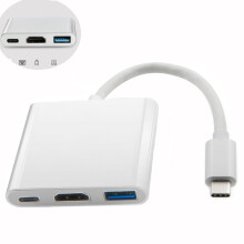 Cuibheoir Ilchalafort USB C go HDMI le 4K HDMI, USB3.0, Calafort Muirir USB-C, comhoiriúnach le MacBook Pro/Air, iPad Pro, Galaxy S10/S9, Surface
