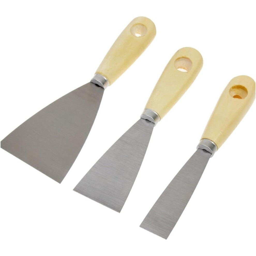 3 Piece Wallpaper & Paint Scraper Tool Set, Wooden Handle And Metal Blade, Perfect Diy Decorating Paint Removal Scraper Tool Set, Great For Filling, 81705511