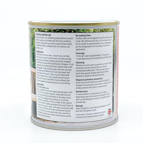 Rustins RustinsQuick Dry Poly Varnish Satin Oak 500ml -Tou 1
