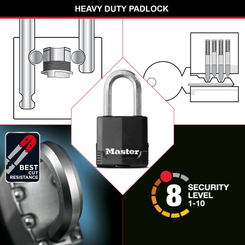 Master Lock MASTER LOCK Heavy Duty Padlock, Security Level 8/1 2