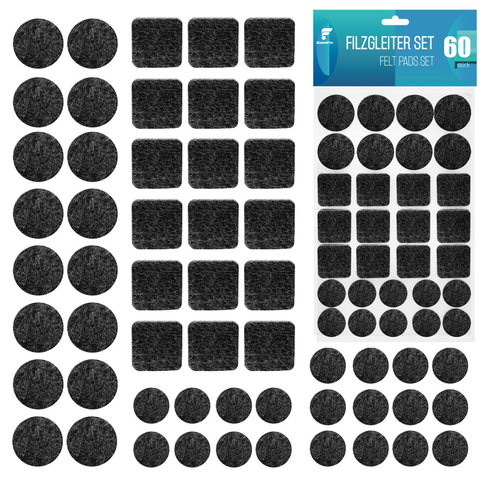 Shinfly Felt Furniture Pads 60 Pcs, Self-Adhesive 90612473