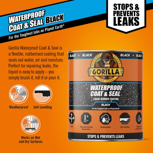 Gorilla Gorilla 84756 Waterproof Coat & Seal Black 473ml 2