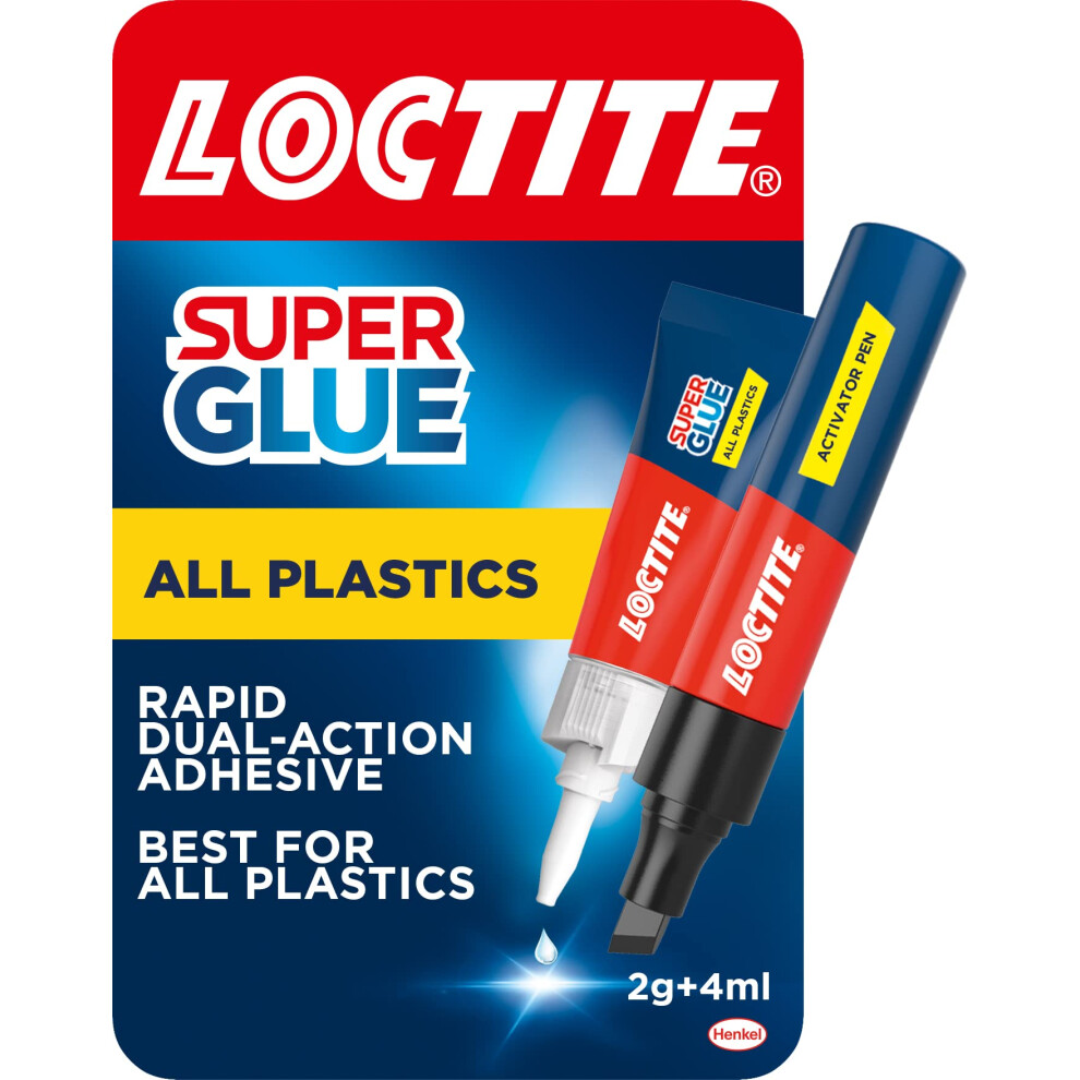 Loctite Super Glue All Plastics, Ideal For Bonding All Plastics, Fast And Strong Adhesive, 4Ml+2G