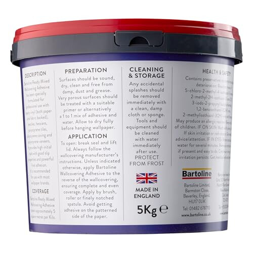 Bartoline Extra Strong Professional Ready Mixed Wallcovering Adhesive 1