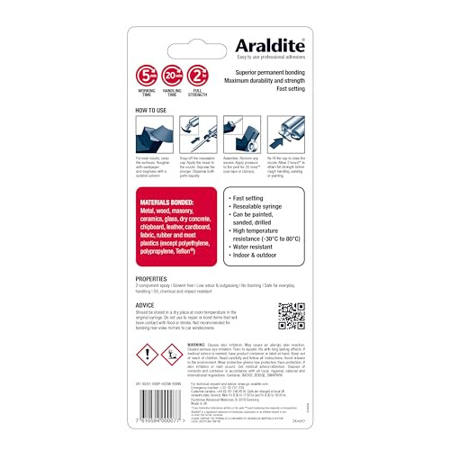 Araldite ARL400007 Rapid Epoxy Syringe 24ml 1