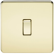 Knightsbridge SF2000PB Screwless 10 A 1 Gang 2 Way Switch, 230 W, 230 V, Polished Brass