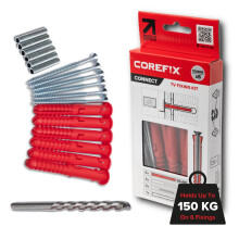 Corefix 6 x 100mm TV Wall Fixings With Drill Bit Included - Plasterboard Over Blockwork Wall Plugs And Screws For Hanging Wall Mounted TVs - Reinforc