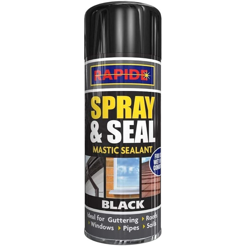 Rapide Spray & Seal Leak Fix Stop Sealant Instant Waterproof Gutter Roof Pipe - Black