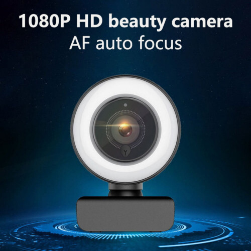 StreamingWirecam HD 1080P με ενσωματωμένο ρυθμιζόμενο δακτύλιο φωτισμού και μικρόφωνο,