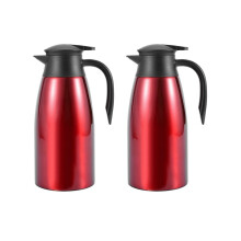 2x rød 304 rustfrit stål 2L termokande vakuumisoleret vandkande kaffe te mælkekande termokande