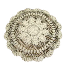 Centrini rotondi in pizzo intrecciato a mano, tovaglia piccola traforata all'uncinetto, copritavolo vintage, decorazione floreale per mobili.