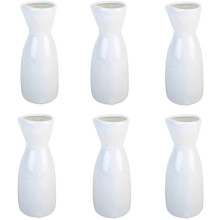 Hvid porcelæns sake-karaffel sake-flaske til kold og varm sake, mikrobølgeovnssikker, 113 g, pakke med 6