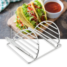 Donemore 2-laags tacohouders van roestvrij staal, hoogwaardig tacorek van voedselkwaliteit, geschikt voor oven en grill, V-vormig