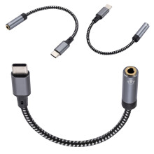 Jixopn1/1.5/2M Adapter USB-C do gniazda słuchawkowego 3.5 mm, pleciony kabel audio, kompatybilny z iPhone15, kompatybilny z Samsung Galaxy,