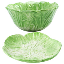Mizh1Set Ciotola in ceramica per bambini Ciotola delicata a forma di cavolo Servizio da tavola modellante Piatto a forma di cavolo