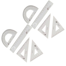 2-pack metalllinjaler, gradskiva, triangelplatta, metalllinjaler, brevpappersset (4-pack vit aluminiumlegeringslinjaler)