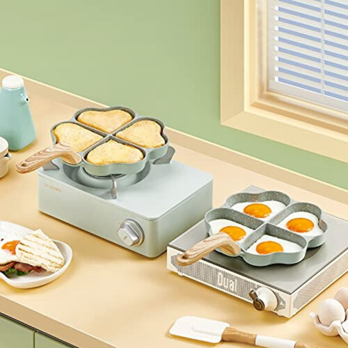 Nonstick Ceramic Egg Pan Mini Egg Poacher Aluminum Skillet Green 2