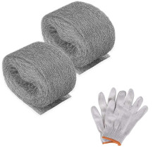 2 Pack Steel Wool Mice - 0000 Rodent Control Gaps Blocker Stainless Coarse Wire Wool Fill Fabric DIY Kit, Easy to Use Stop Rats and Mice Insect Pest,