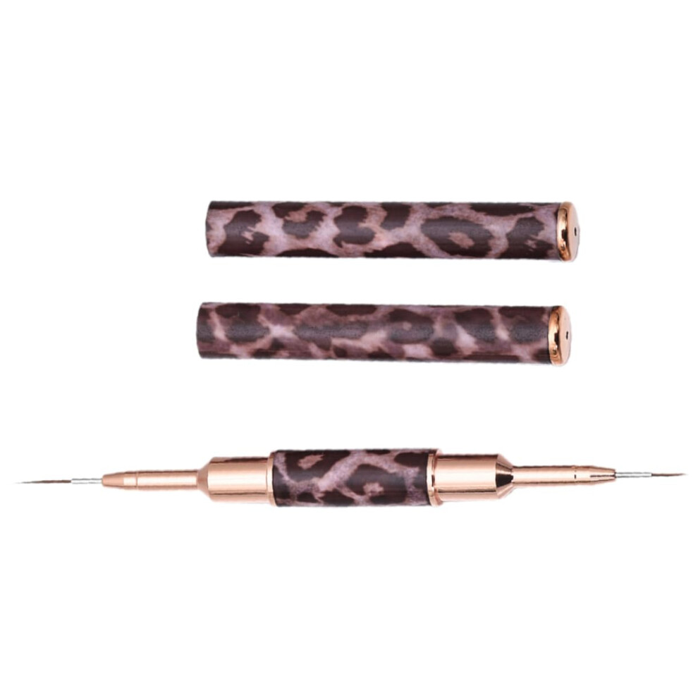 Leopard Print Dual Tip Nail Art Liner Brush for Precision Nail Drawing and Detailing