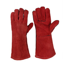 JZK Heavy duty large leather heat resistant heat proof lined welders gauntlets gloves for wood burner log burner BBQ, gardening gloves for men