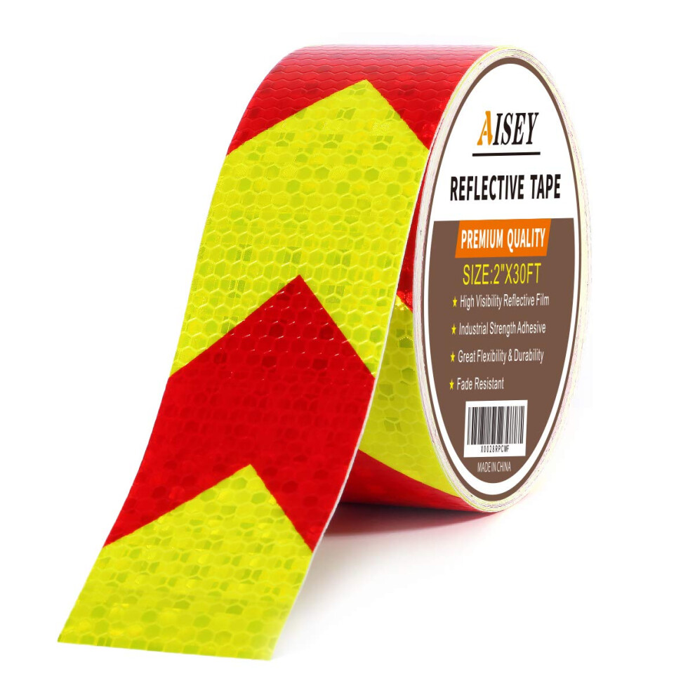 Aisey Reflective Tape Waterproof High Visibility Red & Yellow, Industrial Marking Tape Heavy Duty Hazard Caution Warning Safety Adhesive Tape Outdoor 40659459