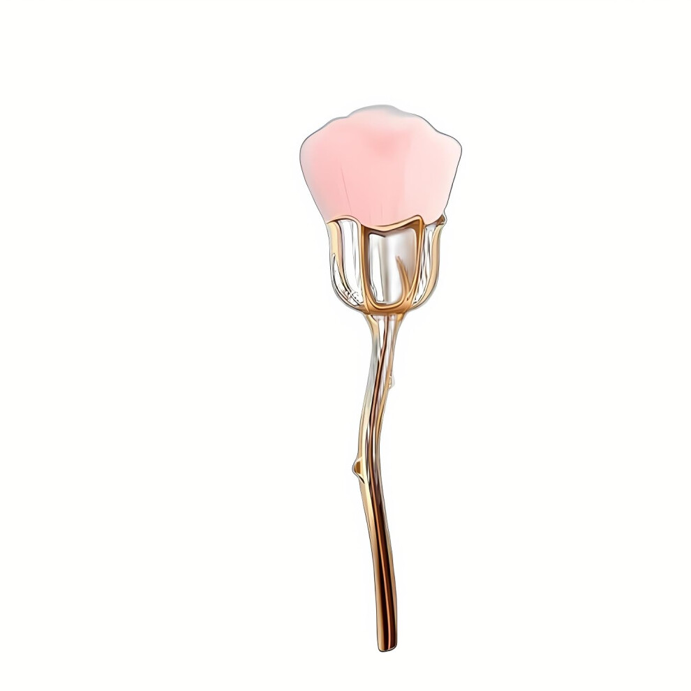 Rose Shape Nail Dust Brush Gold Handle Soft Bristles for Acrylic and Gel Manicure Cleaning
