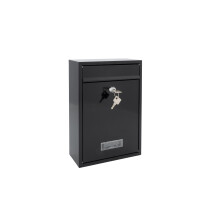 Burg Wachter Style Wall Mounted Steel Lockable Weather Resistant Post Box 31x21.5x7cm - Black