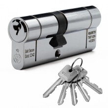 Euro Cylinder Door Lock Chrome - BSI TS007 Sold Secure Gold Anti-Snap - Includes 5 Keys 45/45