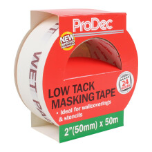 ProDec 2 inch x 50m Low Tack Multi Surface Painters Masking Tape for Delicate Surfaces Gives Sharp Paint Lines for Indoor Painting and Decorating, Co
