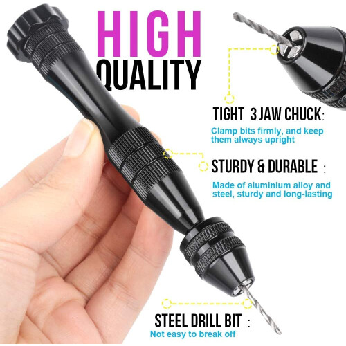 LEOBRO Hand Drill for Resin Molds, 12 cm Black Min 2
