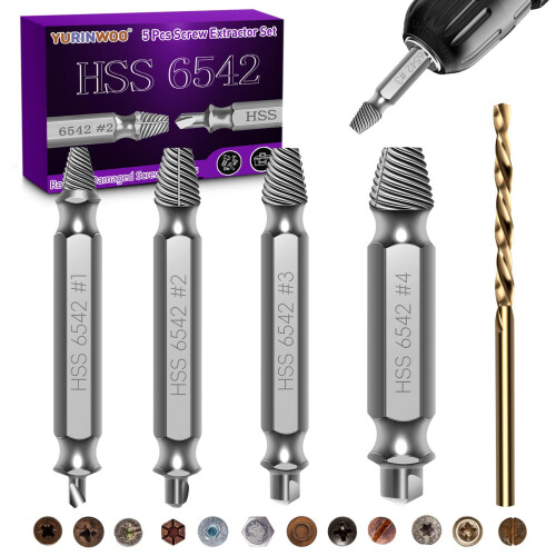 5PCS Damaged Screw Extractor Set, Upgraded Model H