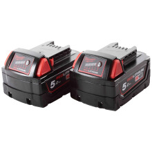 Milwaukee M18B5 18V 5Ah Battery Pack of 2, 18 V, R