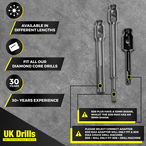 UK Drills Diamond Core Drill SDS Adaptor Accessori 1