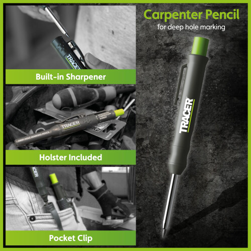 Tracer Deep Hole Construction Pencil with 6X Repla 2