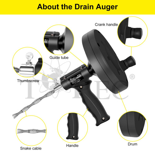 Topec 6 in 1 Snake Drain Auger 7.62M, Professional 2