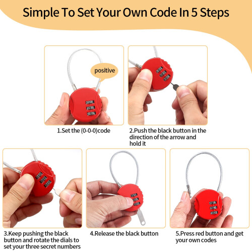 4 Pcs Combination Padlocks, Small Padlock with Com 2
