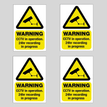 4 Pack of 100 mm x 65 CCTV Camera Security Self Ad