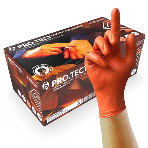 Unigloves PRO.TECT Orange HD Nitrile Disposable Gl