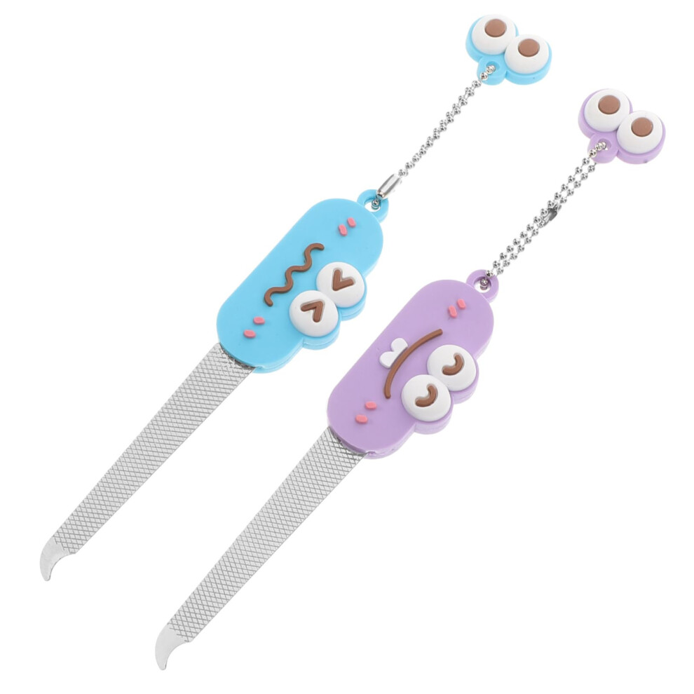 2pcs Stainless Steel Nail File for Natural and Acrylic Nails, Double Sided Manicure Tool, Random Style
