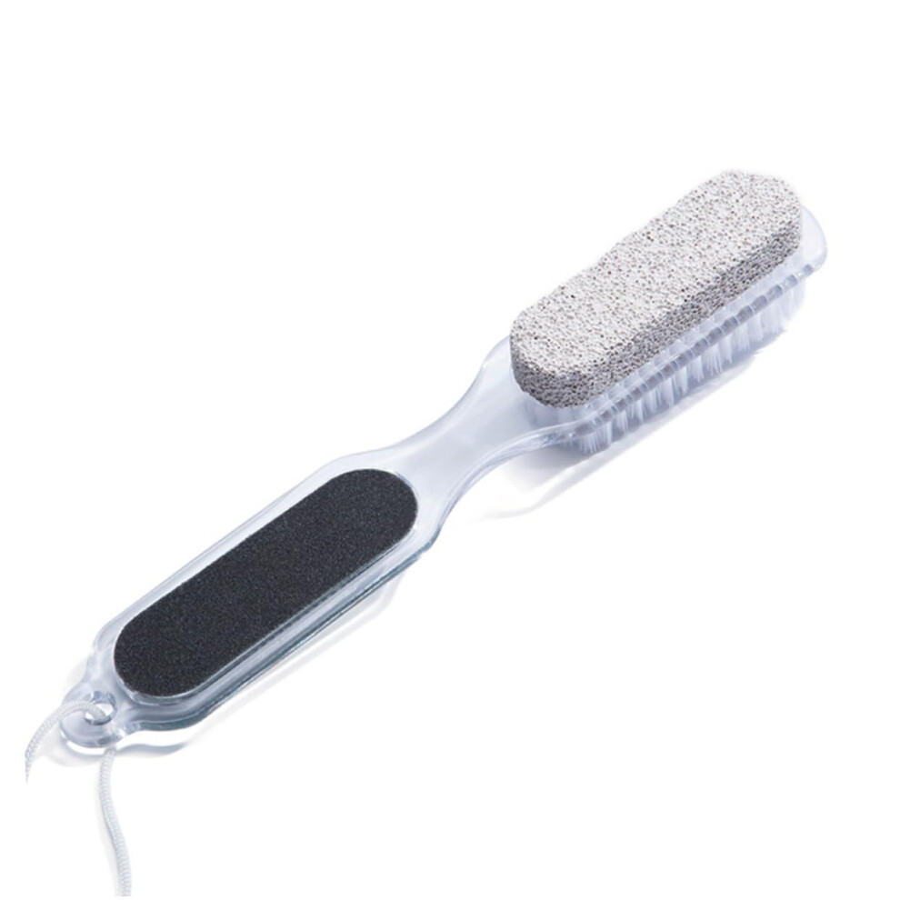 Foot File with Pumice Stone and Brush, 4in1 Ergonomic Foot Scrubber for Callus and Dead Skin Removal