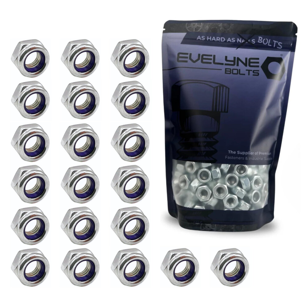 M6 Nyloc Steel Nuts, 6Mm Self Locking Nuts With Nylon Inserts (20 Pack) Evelyne 60478528