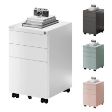 FLEXISPOT Mobile Cabinet with 3 Drawers, Filing Cabinet on Wheels, Office Drawer Unit with Lock and Anti-Tip, Under Desk Storage Drawer for Home or