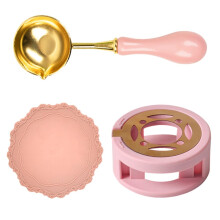 3 PCS Wax Seal Kit Pink Wax Seal Warmer with Wax Seal Spoon and Silicone Wax Seal Pad Universal Wax Seal Melting Furnace for Envelopes Sealing Wedding